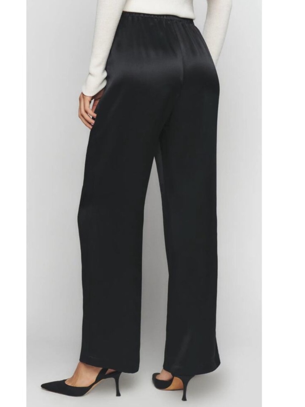 Reformation Olina Wide Leg Silk Pants Black Dressy Size Small Women’s - Picture 10 of 11